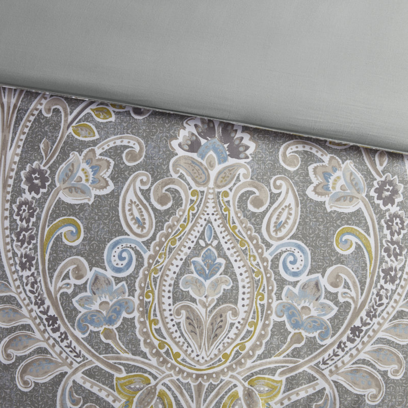 Ensembles de literie confortables en coton gris avec motif damassé élégant