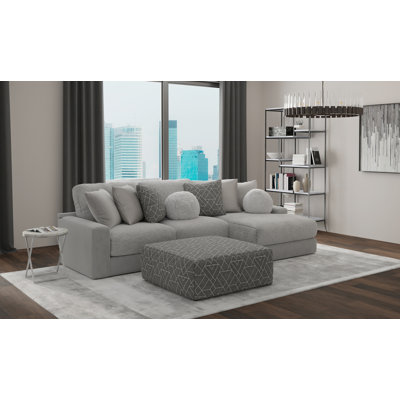 Stafford 2pc Sofa Chaise With Cuddler Seat Cushions, Included Accent Pillows And Cocktail Ottoman