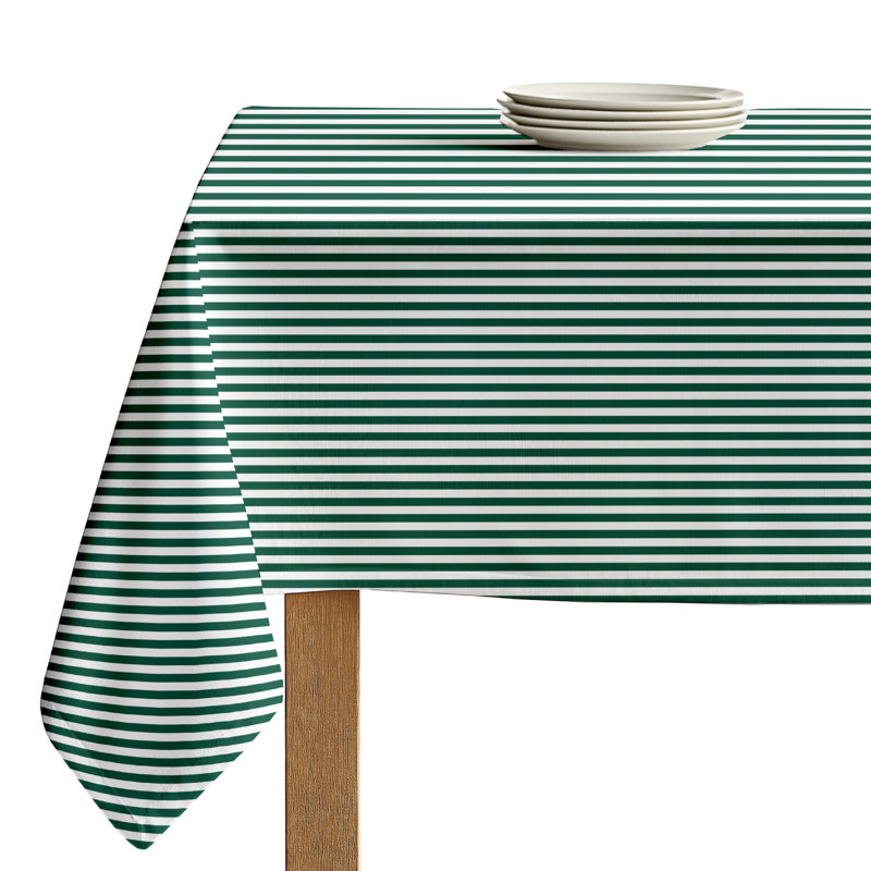 Green Striped Tablecloth 104" x 60", 104" L x 60" W, Green