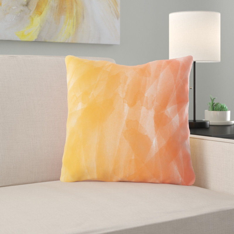 Coussin décoratif aquarelle , Orange, Intérieur, Microsuède