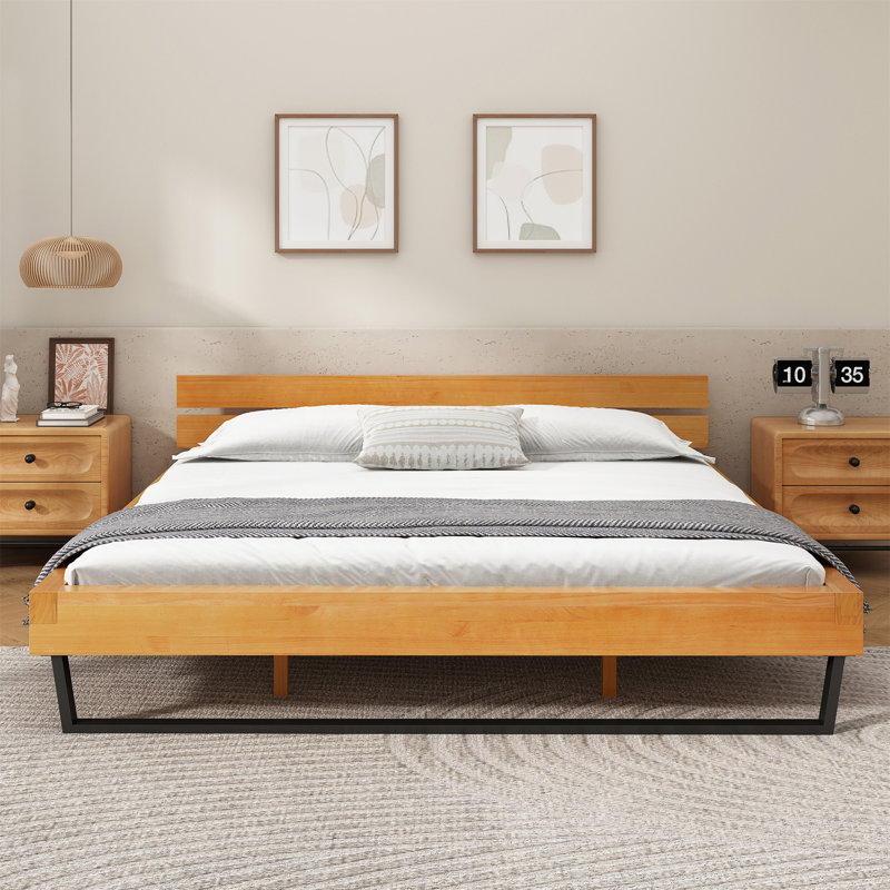 PINE WOOD BED FRAME KING SIZE, King 