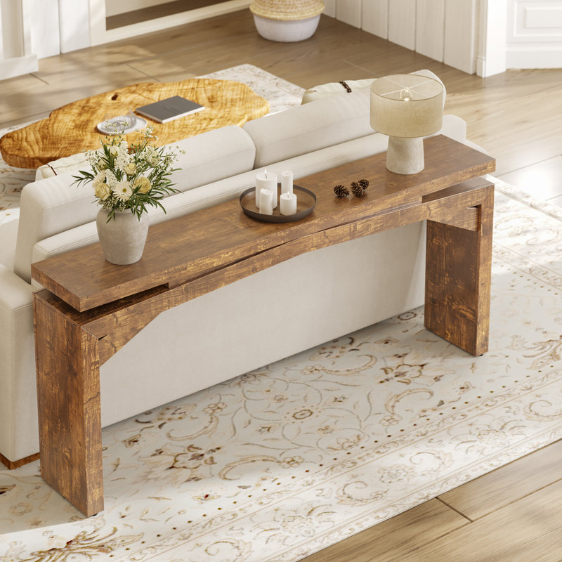  70" Long Console Table, Dark Brown Wood