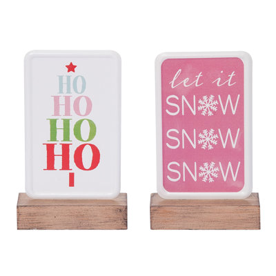 MDF/Metal Holiday Decor Set of 2 Christmas Home Decorations