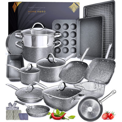 Granite Cookware Sets Nonstick Pots And Pans Set Nonstick - 23Pc Kitchen Cookware Sets Induction Cookware Induction Pots And Pans For Cooking Pan Set