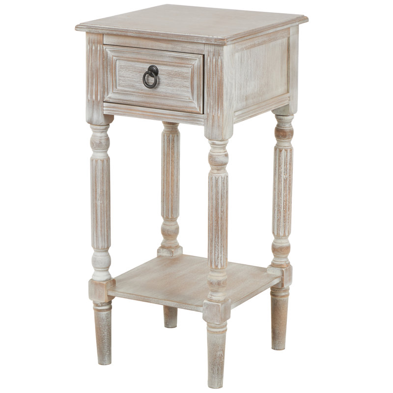 Charlee End Table, Brown with White Wash