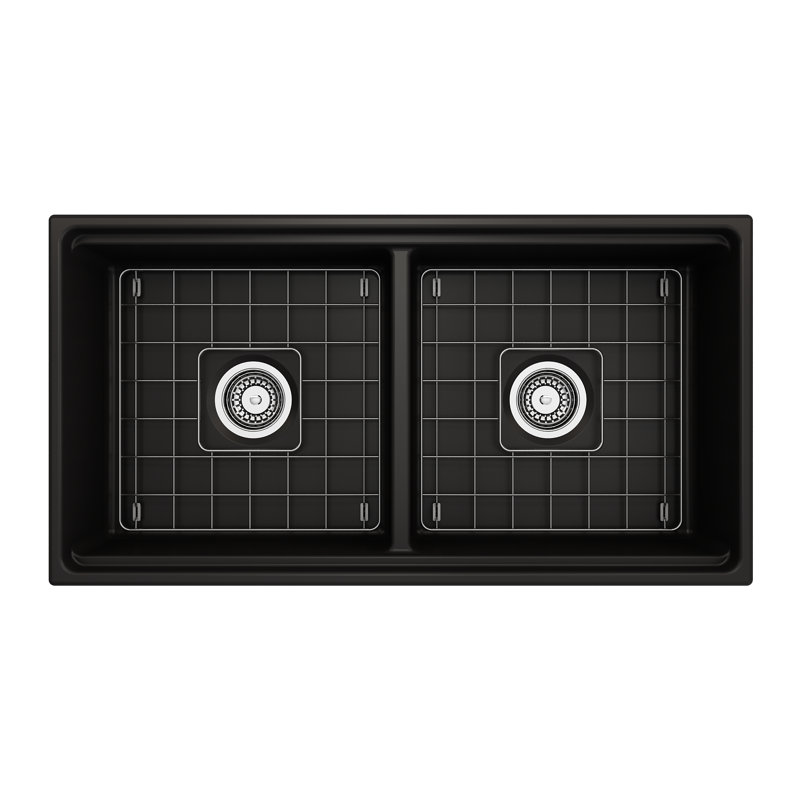 Contempo 36'' L Double Basin Kitchen Sink, Matte Black