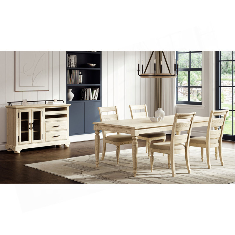 Chaise d'appoint à dossier échelle - Finition blanchie (ensemble de 2), Blanc