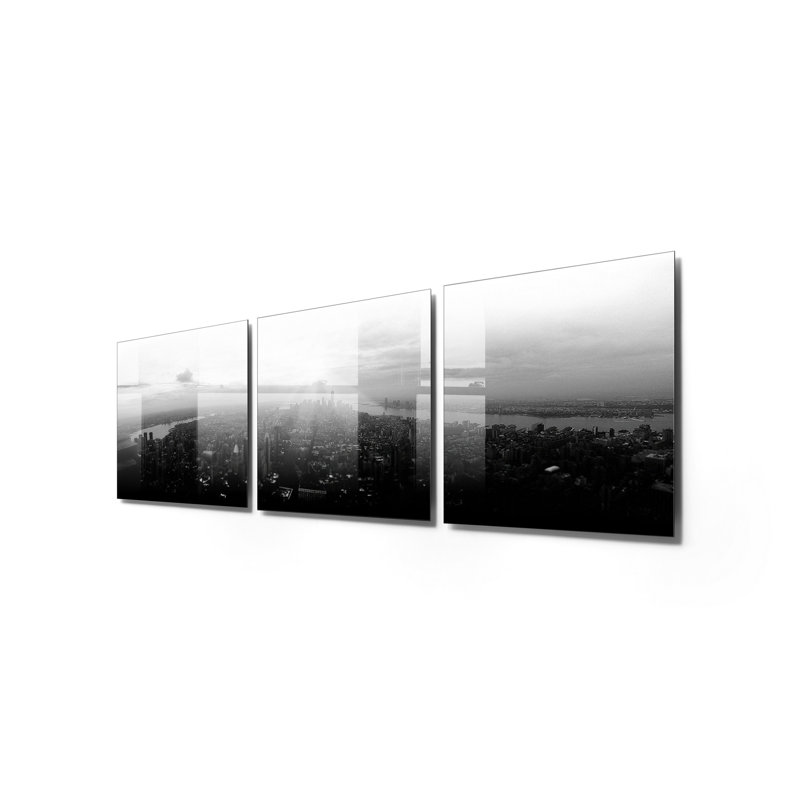 3 Piece No Frame Print on Glass, 60cm H x 60cm W x 0.4cm D