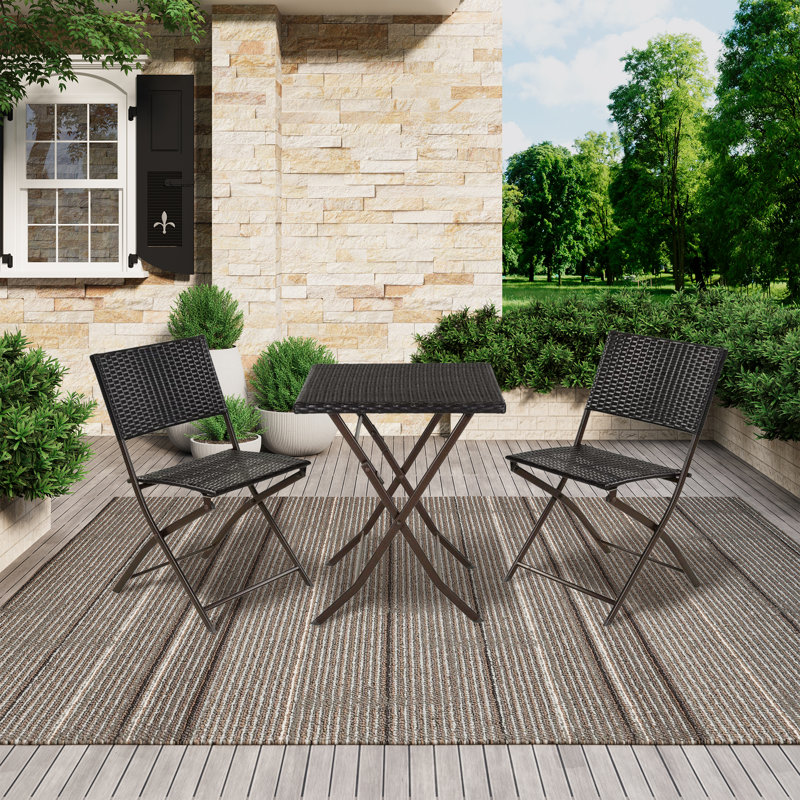 Ensemble bistro d'extérieur 3 pièces, ensemble de mobilier de patio pliant avec table et 2 chaises