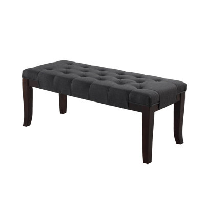 Tufted Bench, Fabric, Gray