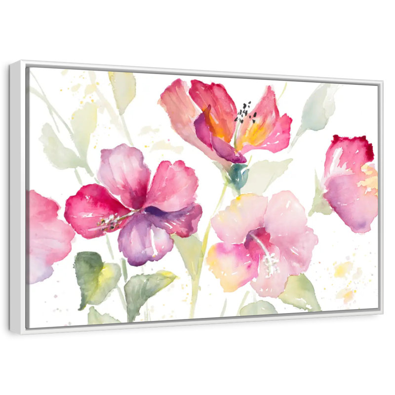 Hibiscus céleste, 43 po x 29 po, Cadre flottant blanc