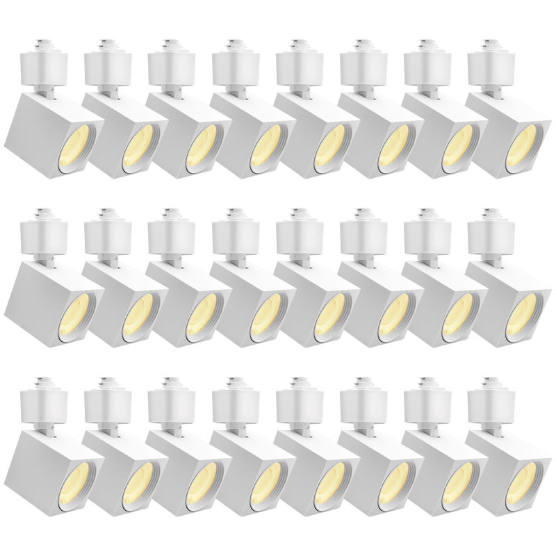 Luxrite 2 po Rail d'éclairage à DEL 5CCT, CRI90, 10 W, 800 lumens, inclinaison réglable de 358 ° + 90 °, têtes d'éclairage de type H, à intensité variable, ETL, paquet de 24 carrés blancs