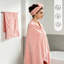Ensemble de salle de bain 4 pièces: serviette de bain, serviette à main, turban à cheveux et bandeau pour usage quotidien (rose)