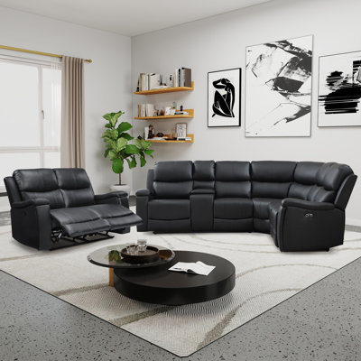 Hunstant 2-Piece Reclining Corner Sectional Sofa And Loveseat Set With Cupholder & Storage & Usb Ports