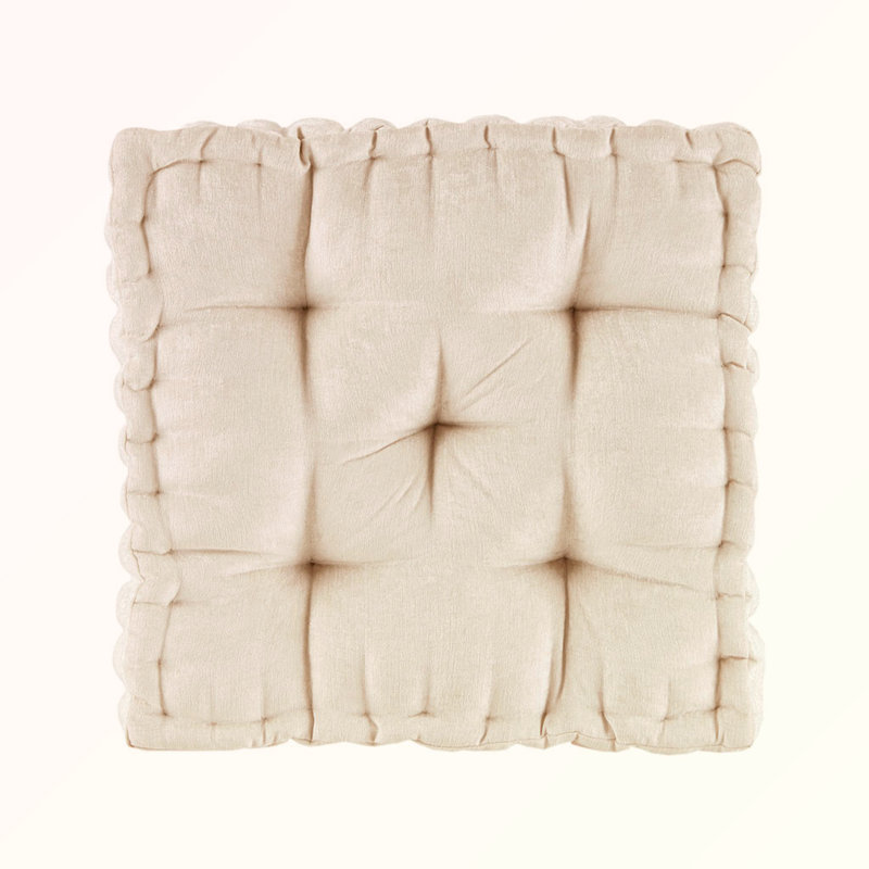 Coussin de sol carré en poly chenille, Beige