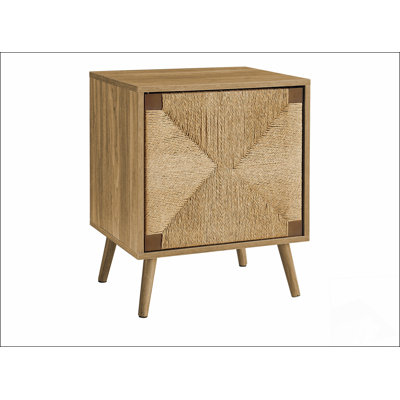 Accent Table, End, Storage, Small, Side, Living Room, Lamp, Light Walnut Laminate, Seagrass, Modern