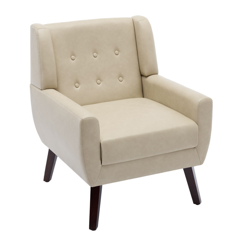 Jaqueze 73.2Cm Wide Tufted Armchair, Cream Faux Leather