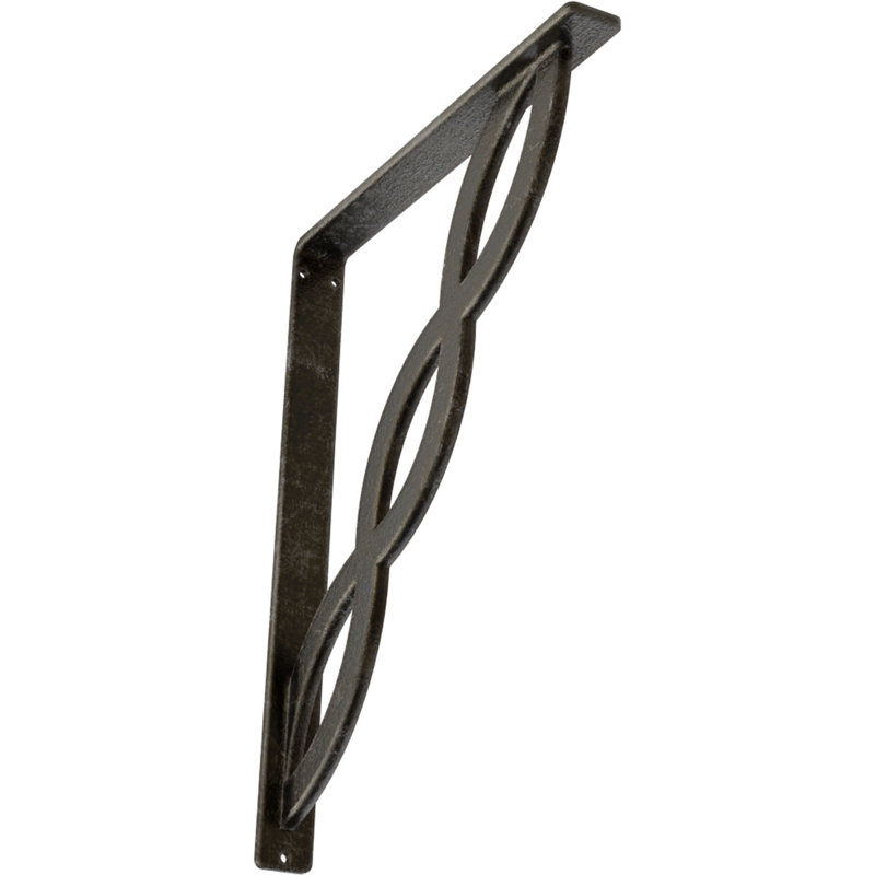 Support en fer forgé, Argenté antique chaleureux, H 15 po x l 1,5 po x p 12 po