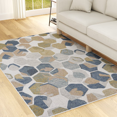 Tapis bleu marine / crème Brazell