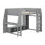 Lit mezzanine en bois avec bureau, étagères à rangement multiples, DEL et portemanteau suspendu