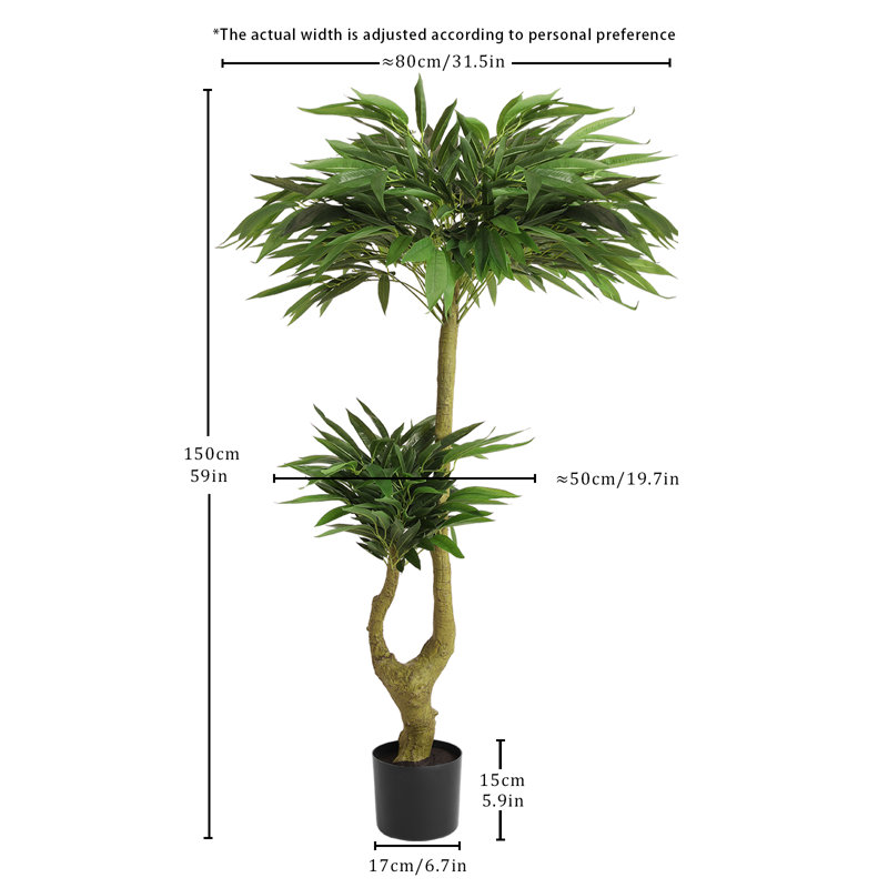 Indoor/Outdoor/Décor Artificial Tree UV Resistant Faux Palm Tree Plant in Pot in Basket in Planter