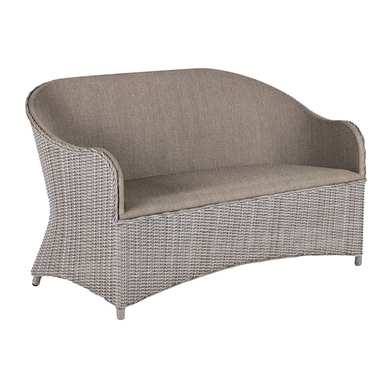 Milano 54'' Wide Wicker Loveseat with Cushions , Driftwood Frame/Taupe Sling
