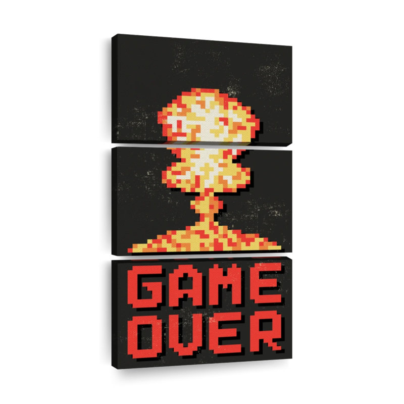 " Video Game Over Multi Piece Canvas Print " by Logic Nerds 3 - Pieces, 27" H x 12" W x 1" D