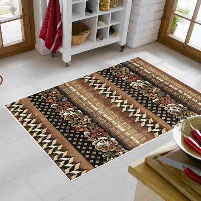 Tapis brun en polyamide tissé à la machine