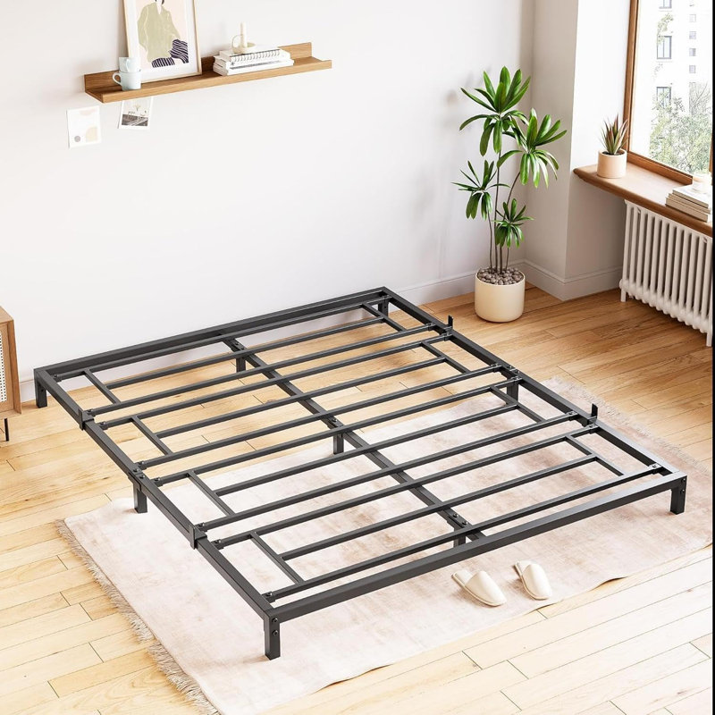 Cadre de lit sans sommier, cadre de lit plateforme en métal robuste, noir, Très grand lit, Black, 10