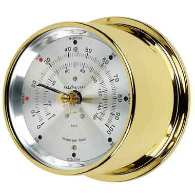 6-inch Antiqued Brass Metal Swivel Thermometer