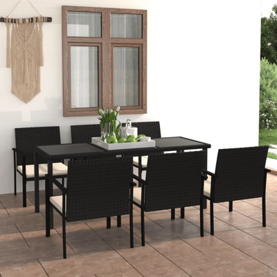 Patio Dining Set Dining Table and Chairs Furniture Set Poly Rattan -  Red Barrel StudioÂ®, 560C2250C9ED4E779D3F03DEAD807016