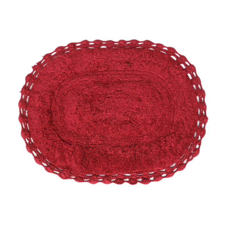Schrick 100% Cotton Non-Slip Bath Rug, Red