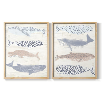 Patterned Whale Pod I-Premium Framed Print -Ready to Hang - No Nails Required - No Nails Required