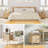 20" Large Nightstand with Charging Station, Solid Round Post Legs, 2 Drawers End Table with Open Shelf-118662943-118662945