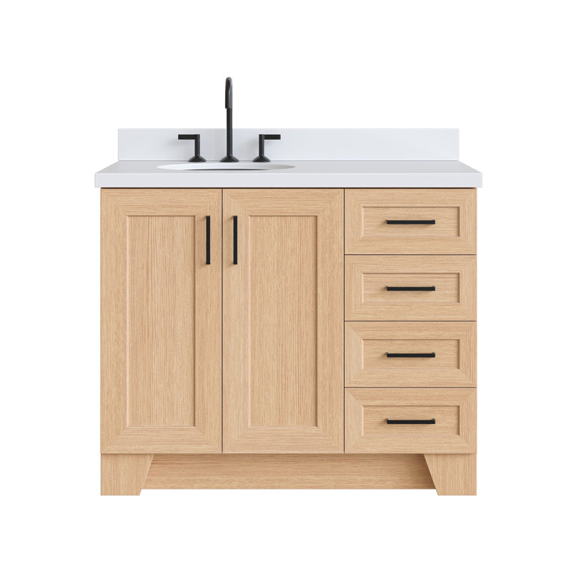 43 IN.  Single Bathroom Vanity, Left, Oval, Natural Oak