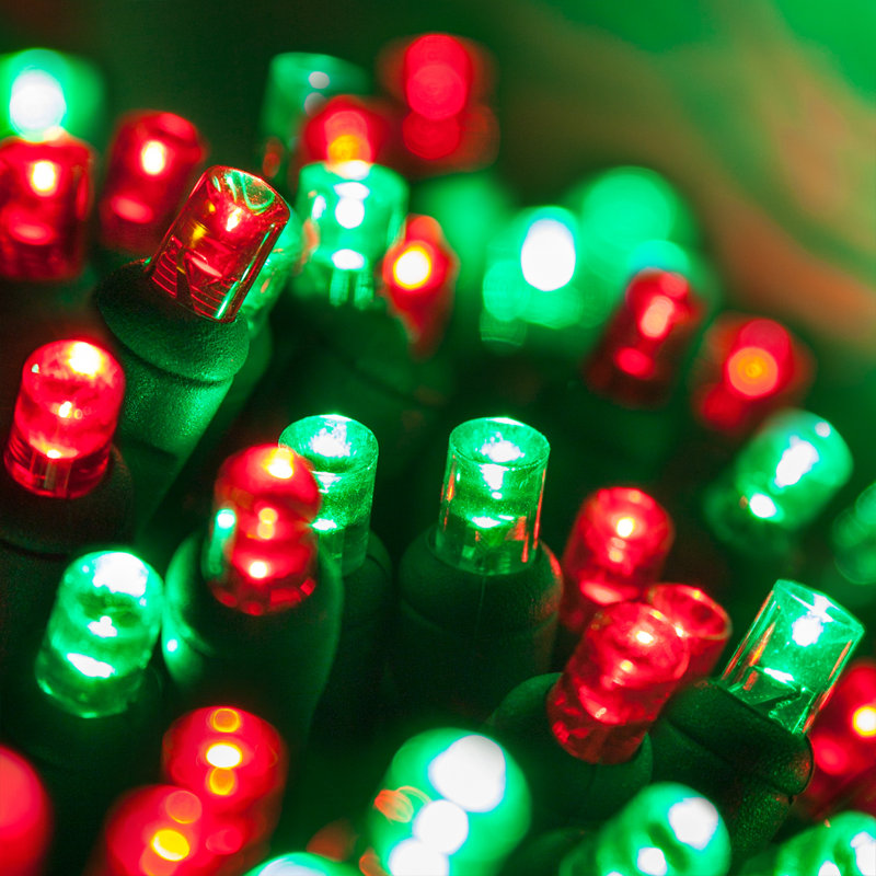 70 Light Christmas LED String Lights, Red/Green