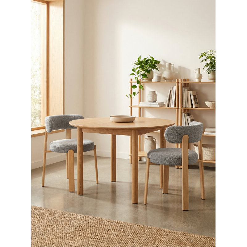 Chaises de salle à manger rembourrées à dossier incurvé à l'apparence de bois 2 pièces, Gris, Bois naturel
