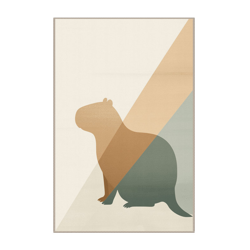 Machine Washable Osazee Capybara Minimalist Ombre Rug in Beige – Beige Binding, 6 x 9
