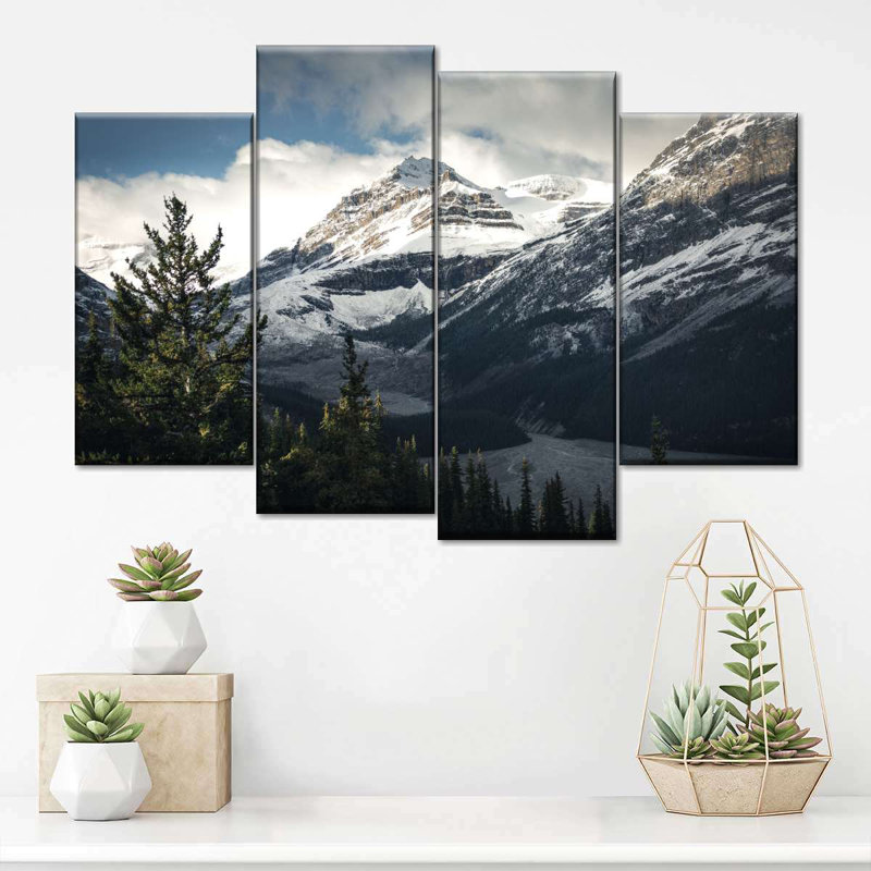 Ensemble 4 pièces Mountain Top On Canvas, H 32 po x l 52 po x P 1,25 po