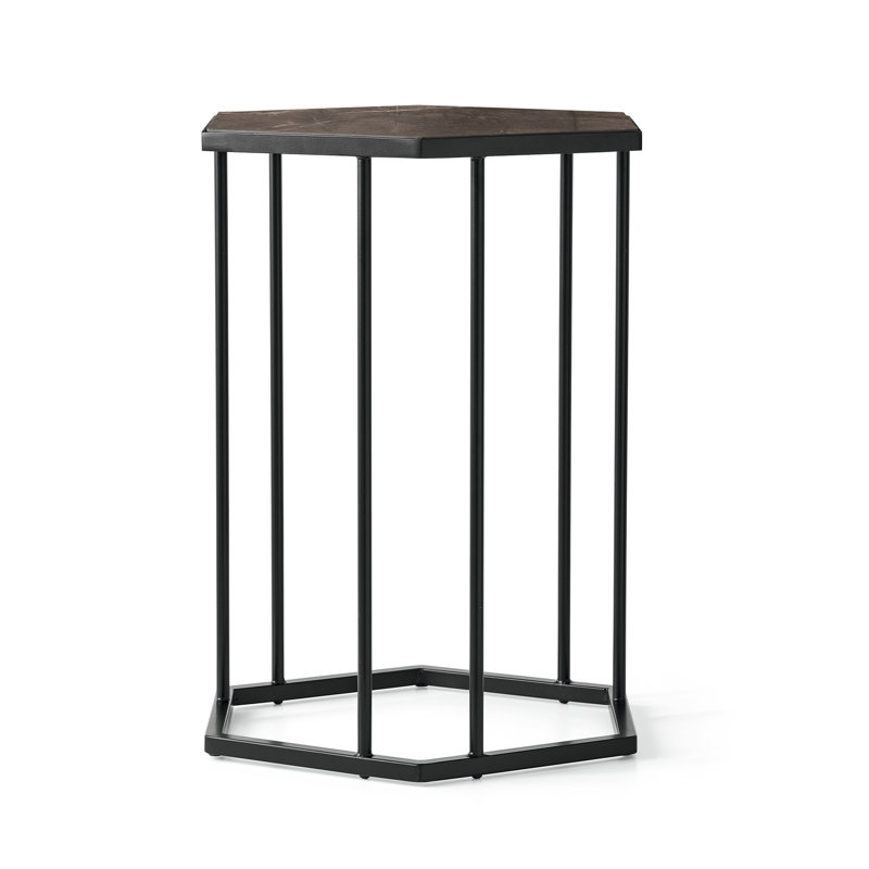 Renee Hexagonal End Table with Metal Frame