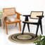 Chaise en teck teinté et rotin naturel-2050270114