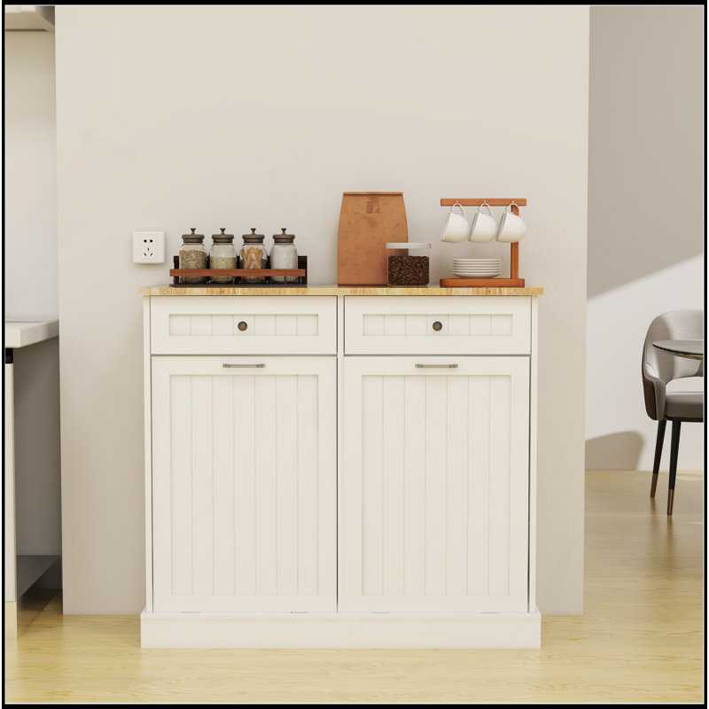 Versatile And Stylish Kitchen Trash Cabinet With Multiple Compartments