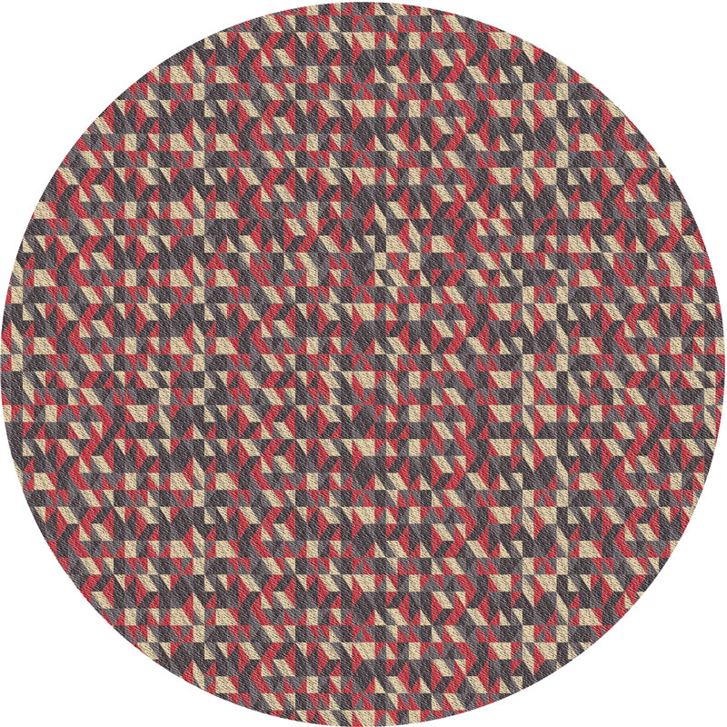 Tapis rouge / noir Power Loom, Rond 4 pi