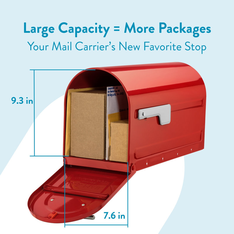Boulder Post Mount Mailbox Red, Red