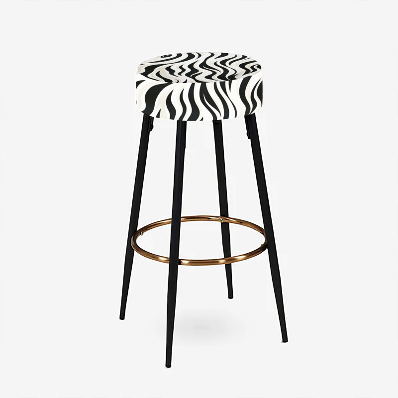 Black Zebra Print Wallpaper - Striped Bar Stools Set Of 2