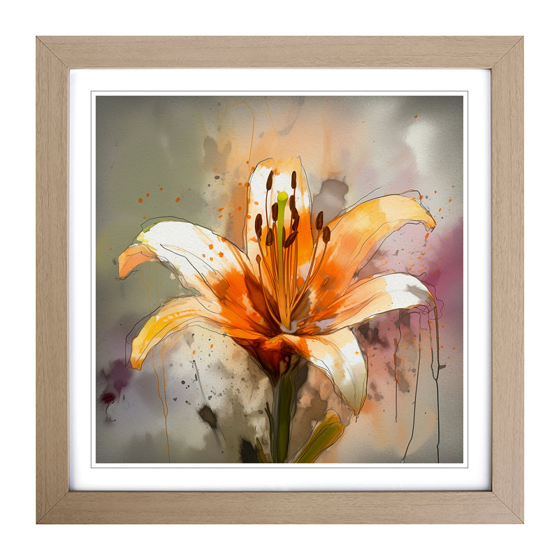 Lily FlowerNo.1 - Framed Print, Oak