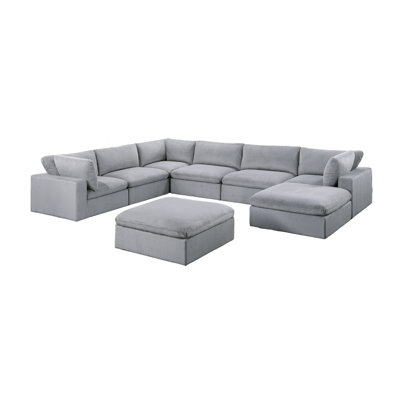 8Pc Modular Sectional Set Corduroy Upholstery Couch 3X Corner Wedge 3X Armless Chairs 2X Ottomans Living Room Furniture
