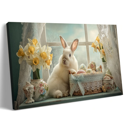 «GUTTATY Bunny Pâques», décoration murale sur toile, photos de lapin fantaisiste, scène de printemps, fenêtre, décorations de Pâques, intérieur, 12 x 16 po