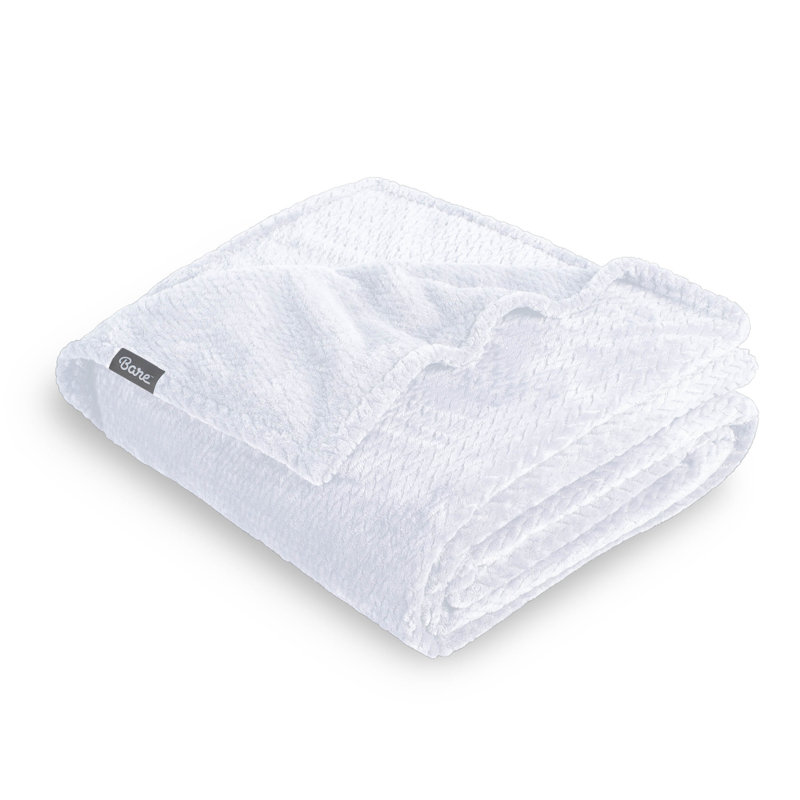 Chevron White Microplush Fleece Reversible Throw Blanket