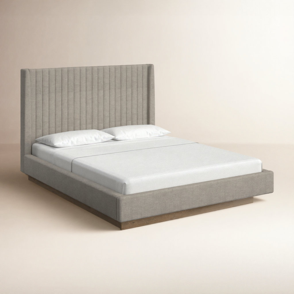Lydia Wingback Bed, Queen, Savile Flannel
